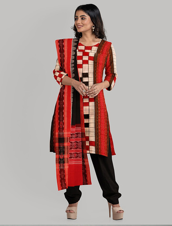 white christmas dresses VortexIQ Elegant Pink Sambalpuri Kurti main image 1